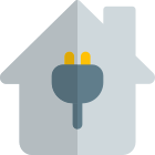 Connected home with energy plug top isolated on a white background icon