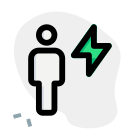 Employee with a flash layout isolated on a white background icon