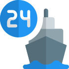 Round the clock ship cargo delivery service icon