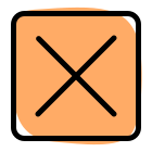 Cross sign in box for decline, isolated in a white background. icon