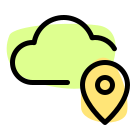 Location saved under cloud server isolated on white background icon