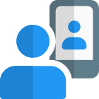 Business official call with client over a cell phone icon