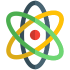 Science class with nucleus and atoms revolving around it icon