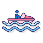 внешние-лодки-водные виды спорта-флатиконы-линейные-цветные-плоские-значки icon