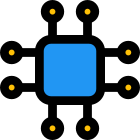 Microchip with mini transistors isolated on a white background icon