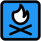 Campfire location for the hiking and outdoor adventure icon