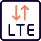 LTE mobile connectivity with up and down arrows for data transfer icon