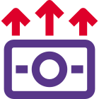 Money growth with multiple arrows in upward direction icon