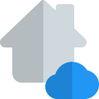 Smart houses connected with a cloud Technology isolated on a white background icon