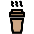 Coffee is served at hotel in take away cup icon