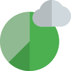 Pie chart diagram report stored on a cloud drive icon