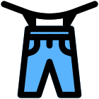 Drying jeans on the strings with the help of clips icon