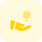 Sharing innovative ideas with hand and bulb logotype icon