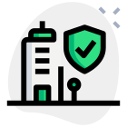 Office building with secured network with badge icon