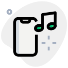Music on smartphone with note symbol layout icon