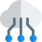 Cloud technology with connected nodes isolated on a white background icon