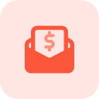 International money order payment in an envelope icon