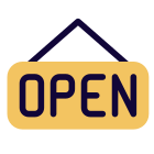 Mall opening hanging board isolated on a white background icon