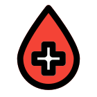 Blood bank with droplet and plus logotype layout icon