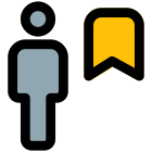 Bookmarking sign employee work at office layout icon