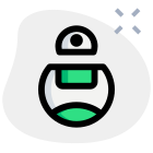 Humanoid Droid in an oval shape isolated on a white background icon