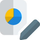 Edit and composed pie chart with pencil logotype icon