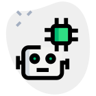 Advanced robot embedded with a microprocessor isolated on a white background icon