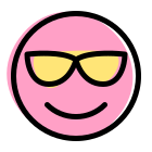 Cool smiling emoticon with sunshade shared on internet icon