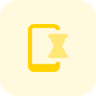 Timer function on smartphone like sand timer logotype icon