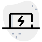 Laptop power indicator of bolt logotype layout icon