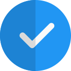 Verified check circle for approved valid content icon