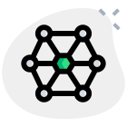 Atom structure with lattice holding each other icon