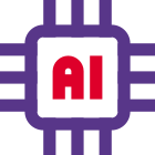 Microprocessor Technology with artificial intelligence isolated on a white background icon