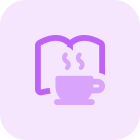 Academic book with a coffee cup isolated on a white background icon