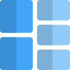 Square block split into several parts icon