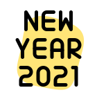 Happy new year two thousand twenty one text icon