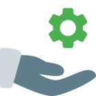 Share setting option with hand and cog symbol icon