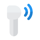 Wirelessly connecting earphone for communication and media experience icon