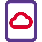 Cloud stored file with online content isolated on a white background icon