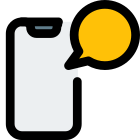 Online chatting on phone messenger having speech bubble icon