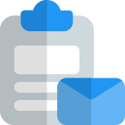 Share report attached with clipboard with envelope logotype icon