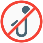 Fishing prohibited indication at lake with hook crossed sign icon