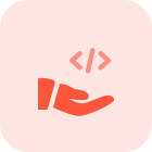 Share programming language with hand isolated on a white background icon