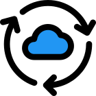 Data syncing of a cloud server isolated on a white background icon