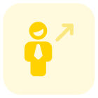 Businessman moving in direction north east direction icon