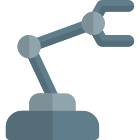 Robotic hand for industrial uses isolated on a white background icon