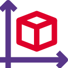 Three-dimensional cubic shape plotting of xy to see dimensions icon