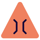 Triangular shape signboard with a narrow bridge lane icon