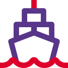 Cargo logistic ship running on a regular route icon