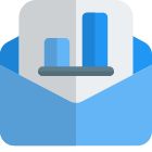 Bar chart report send in mail post in an office envelope icon